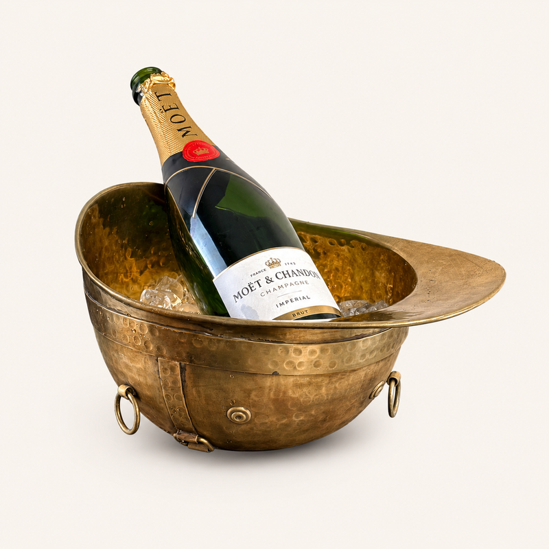 Polo Helmet Solid Antique Brass Champagne Ice Bucket | Wine Cooler