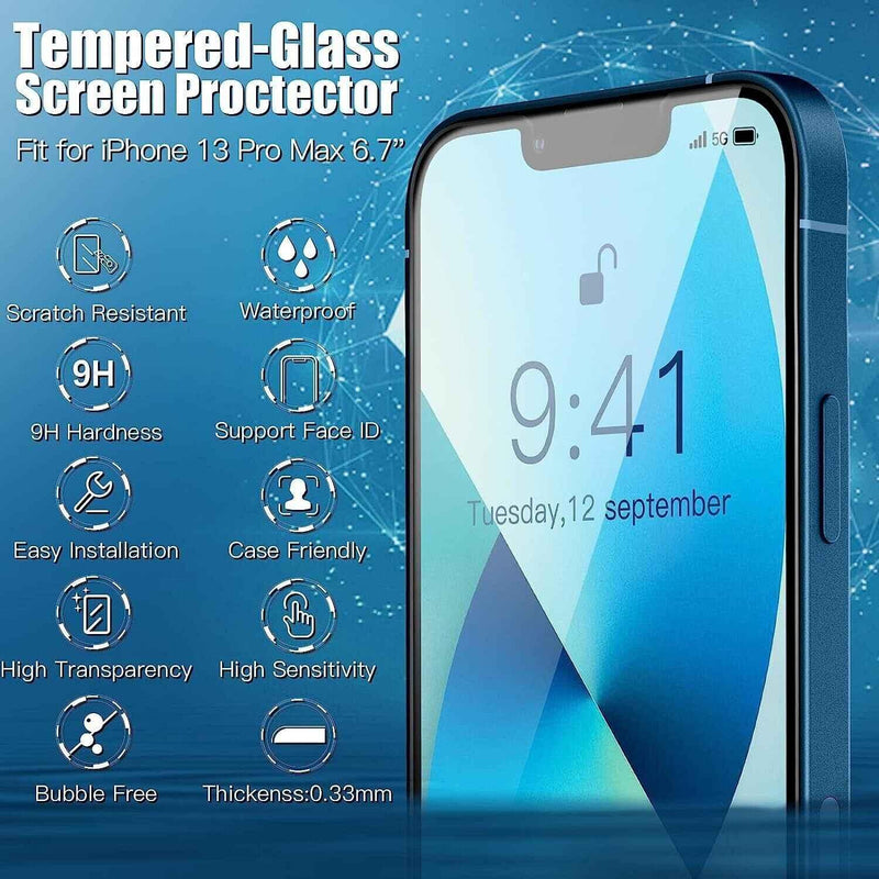 iPhone 14 Plus / 13 Pro Max / 15 Pro Max Tempered Glass Screen Protector 3 Pack