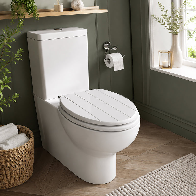 White MDF Soft Close Toilet Seat with Quick Release Oval Fit