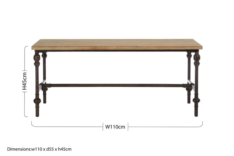 Natural Rectangular Coffee Table with Distressed Fir Wood Top | Tribeca