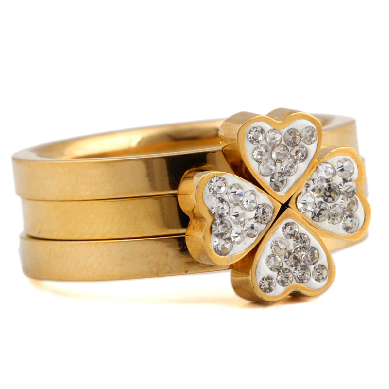 Simple Lucky Love Three-color Stitching Ring