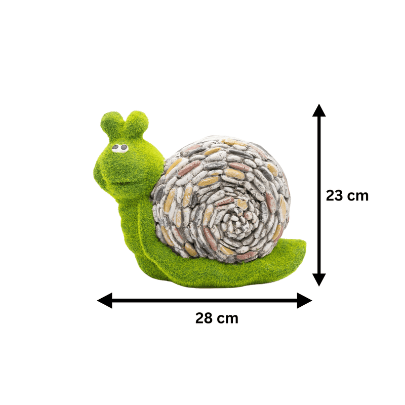 Stone & Grass Effect Snail Garden Ornament Resin Statue 28cm