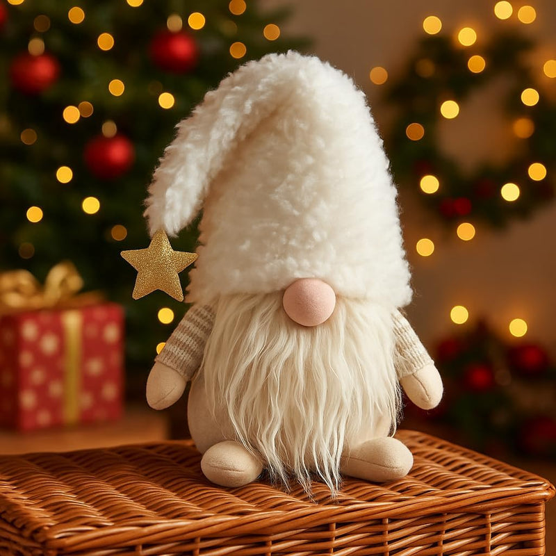 28cm White Christmas Sitting Gonk Plush Festive Decoration