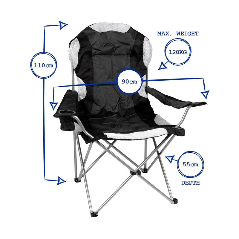 Padded High Back Canvas Chair - Black