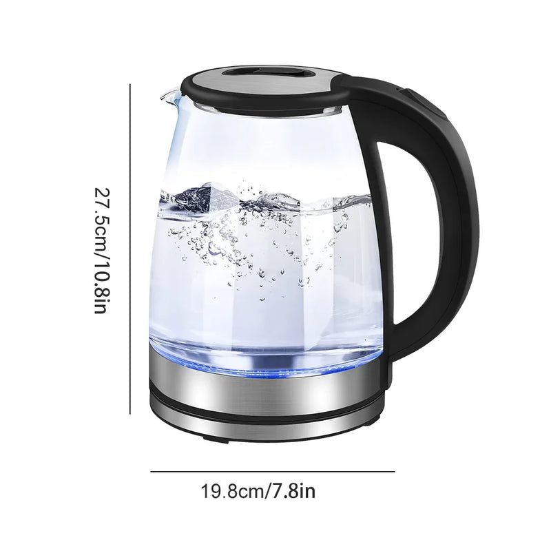 2L Electric Glass Kettle – 1500-1800W Fast Boil Hot Water Heater Auto Shut-Off