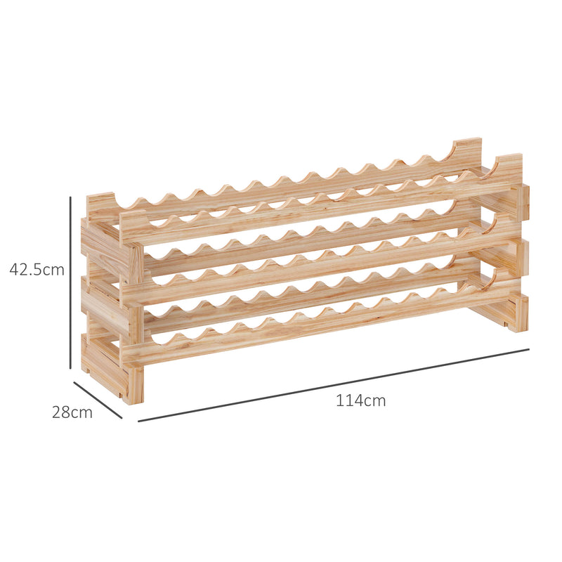 HOMCOM 36 Bottle Shelf Wine Rack Holder Standing Holds Storage Fir Wood Cellar