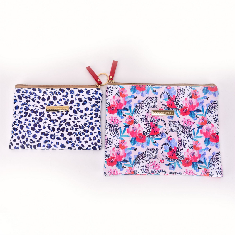 Frida Leopard Story Set of 2 Leatherette Cosmetic Bags