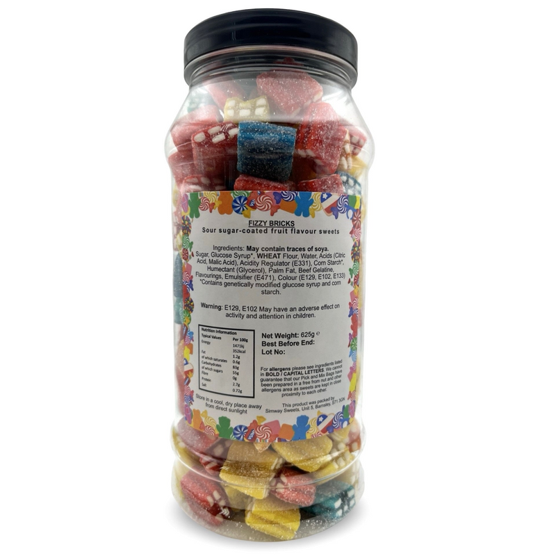 Fizzy Bricks Retro Sour Gummy Sweets Gift Jar - 625g