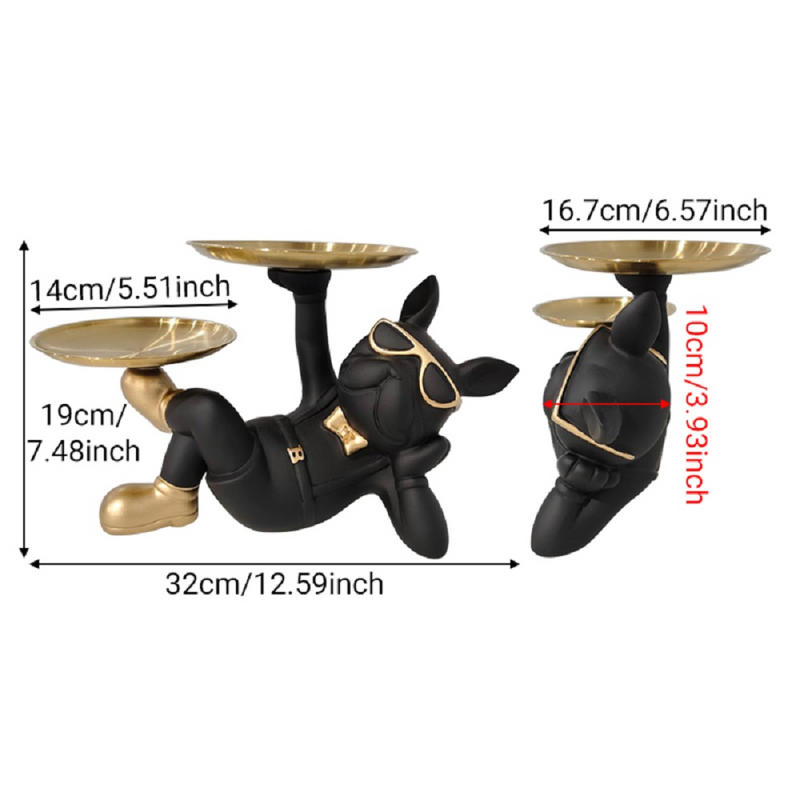 Resin Cool Dog Sculpture Bulldog, Bulldog Storage Sculpture for Home Desktop Ornament Decoration