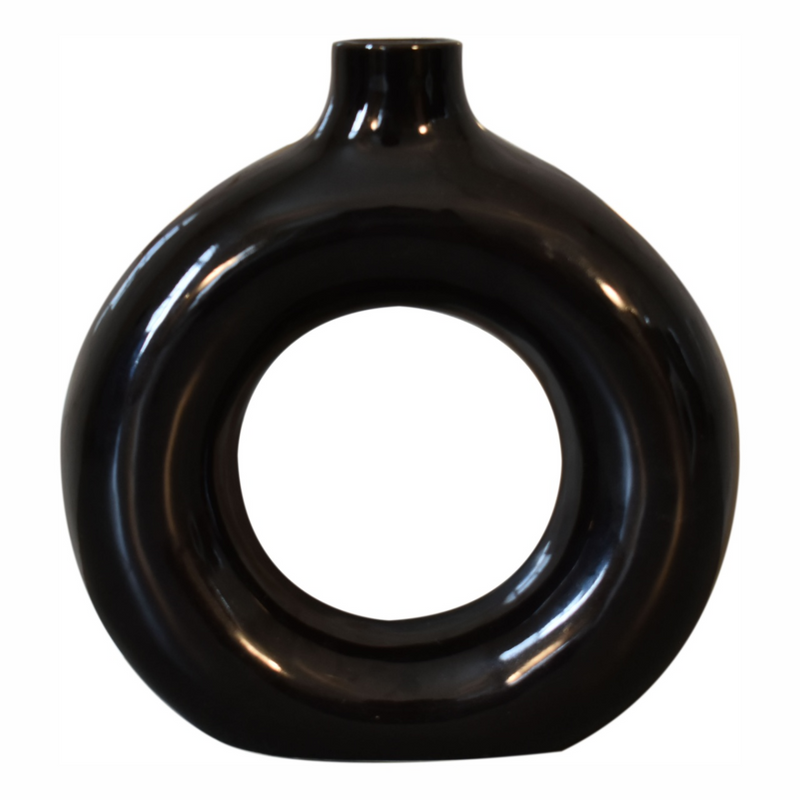 Artisan Furniture Home Decor Accessories - Black & White Gloss Flower Vase