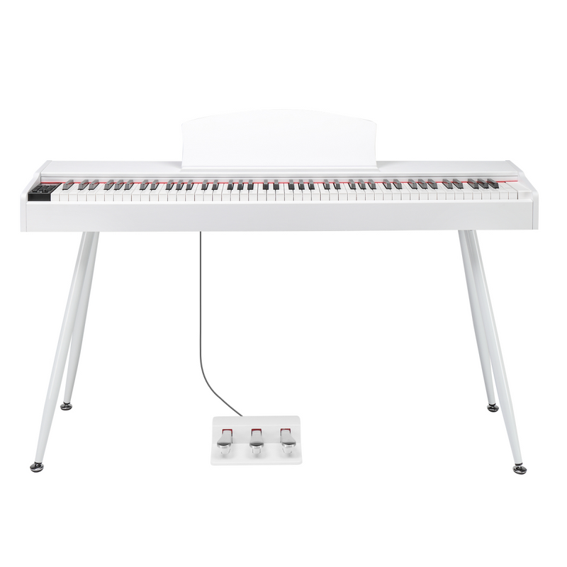 GDP-203 88 Key Standard Full Weighted Keyboard Digital Piano with Metal Stand, Power Adapter, Triple Pedals, Headphones for All Experience Levels White Colour
