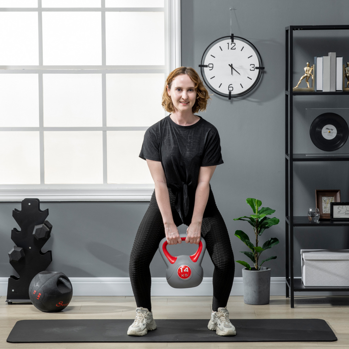 SPORTNOW 14kg Kettle Bell with Handle for Home Gym, Red and Grey