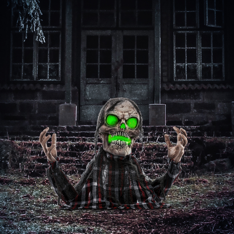 HOMCOM Groundbreaker Skeleton Halloween Animatronic Prop for Indoor Outdoor