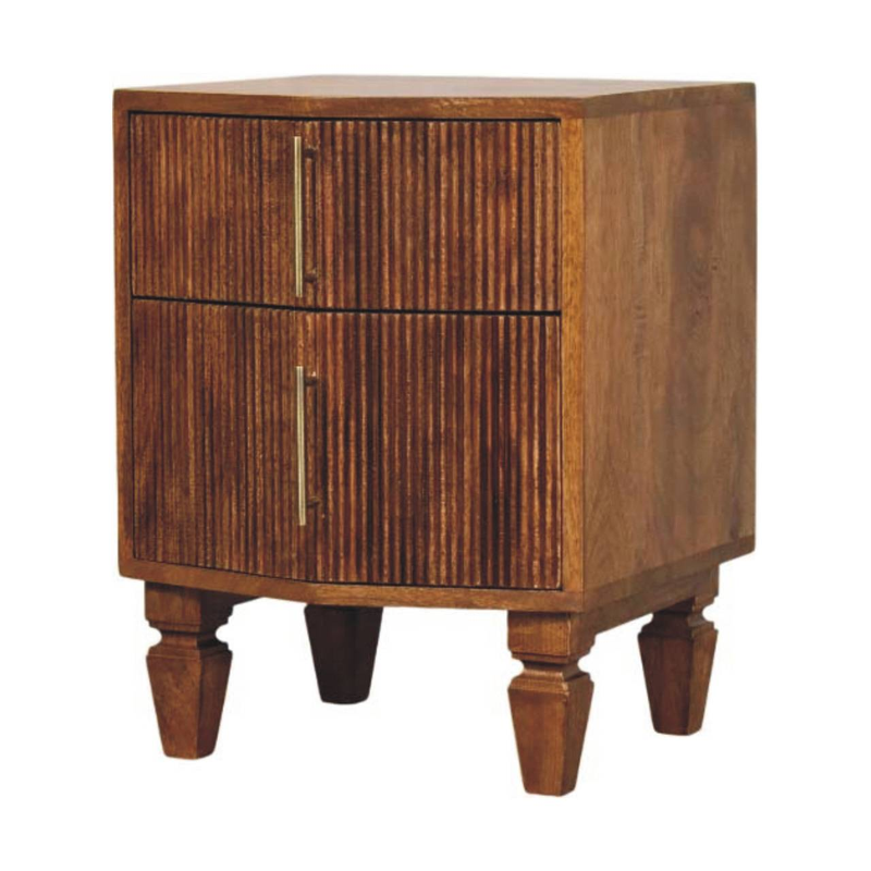 Artisan Furniture Solid Wood Louvre Bedside Unit, 2 Drawers, Brown