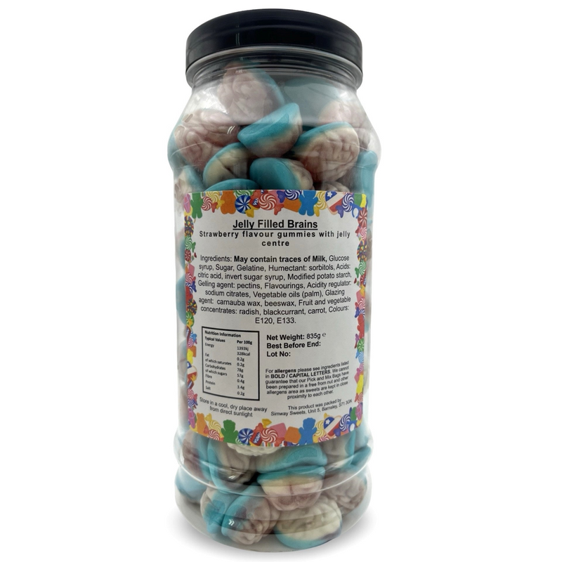 Jelly Brains Jelly Filled Sweets Gummy Retro Sweets Gift Jar - 835g