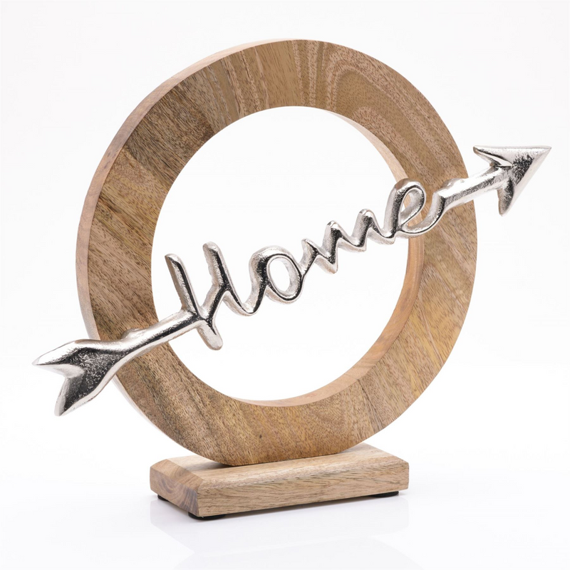 'Home' Arrow Wood and Metal Ornament 28cm