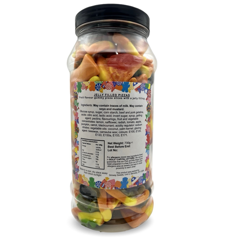 Jelly Filled Pizzas Sweets Gummy Retro Sweets Gift Jar - 730g