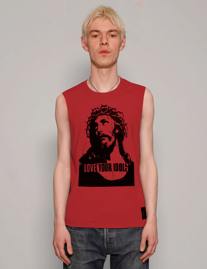 'Love Your Idols' Vest in Red