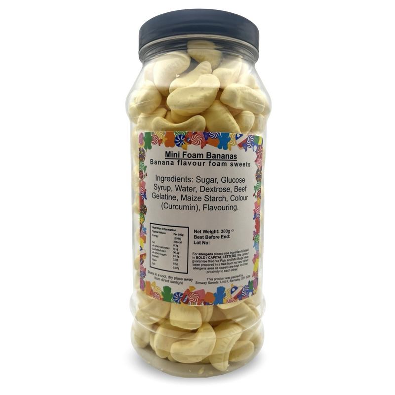 Mini Foam Bananas Retro Sweets Gift Jar - 380g
