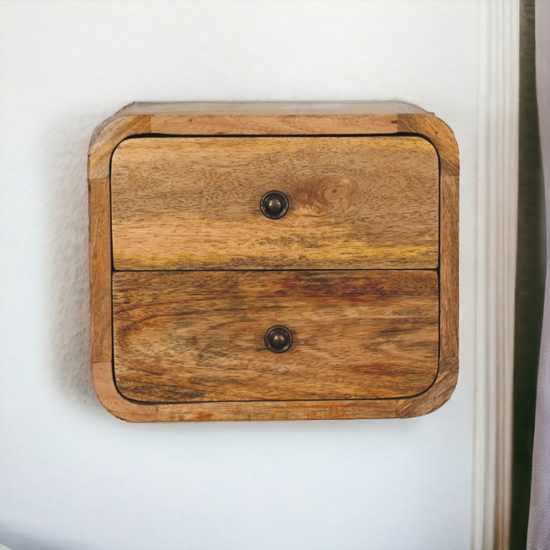 Artisan Furniture Solid Wood Mini Curve Oak-ish Floating Bedside