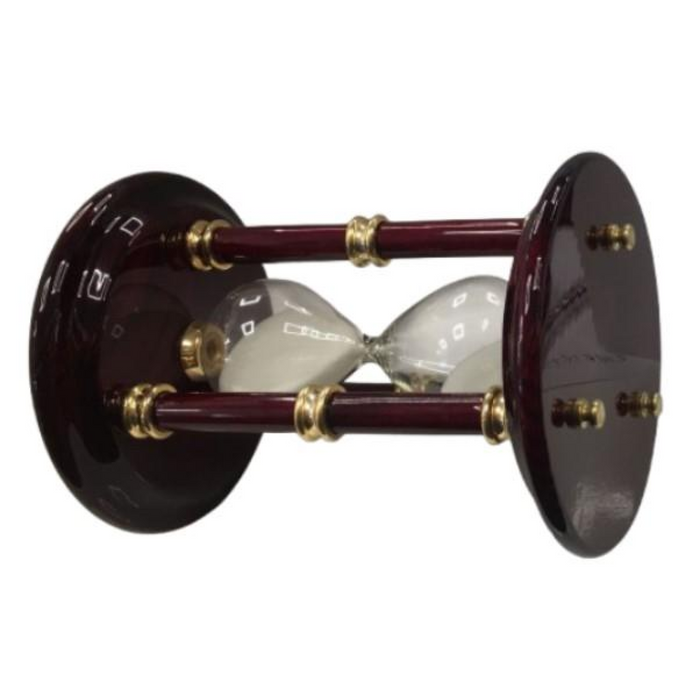 Miniature Clock 15cm Solid Matt Brown Wooden Gold Plated Large Hourglass Sand Timer IMP807