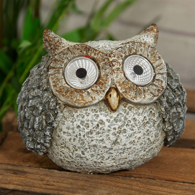 Resin Owl Ornament with Solar Eyes