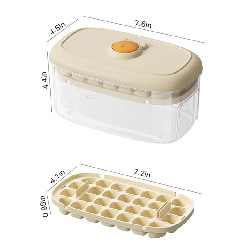 Practical Refrigerator Ice Cubes Tray System Nonslip Base Cocktails Making Tool beige