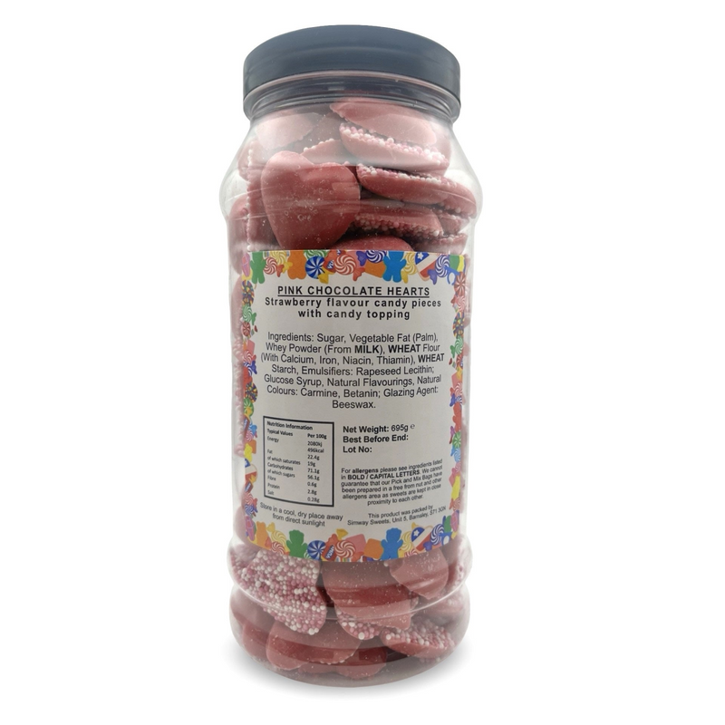 Pink Chocolate Hearts Jazzies Retro Sweets Gift Jar - 695g