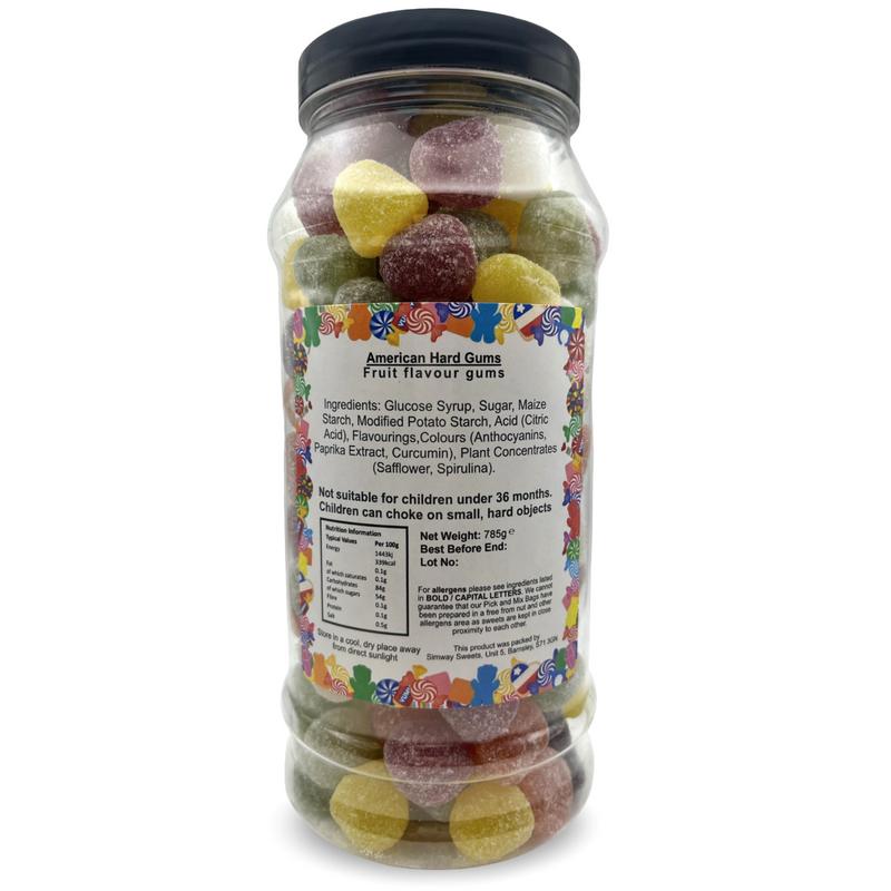 American Hard Gums Retro Fruit Flavour Sweets Gift Jar - 785g