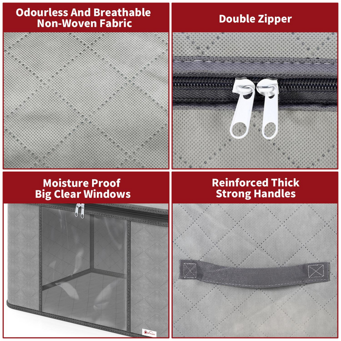 VINSANI 3pc DELUXE STORAGE BAGS LIGHT GREY 0000327