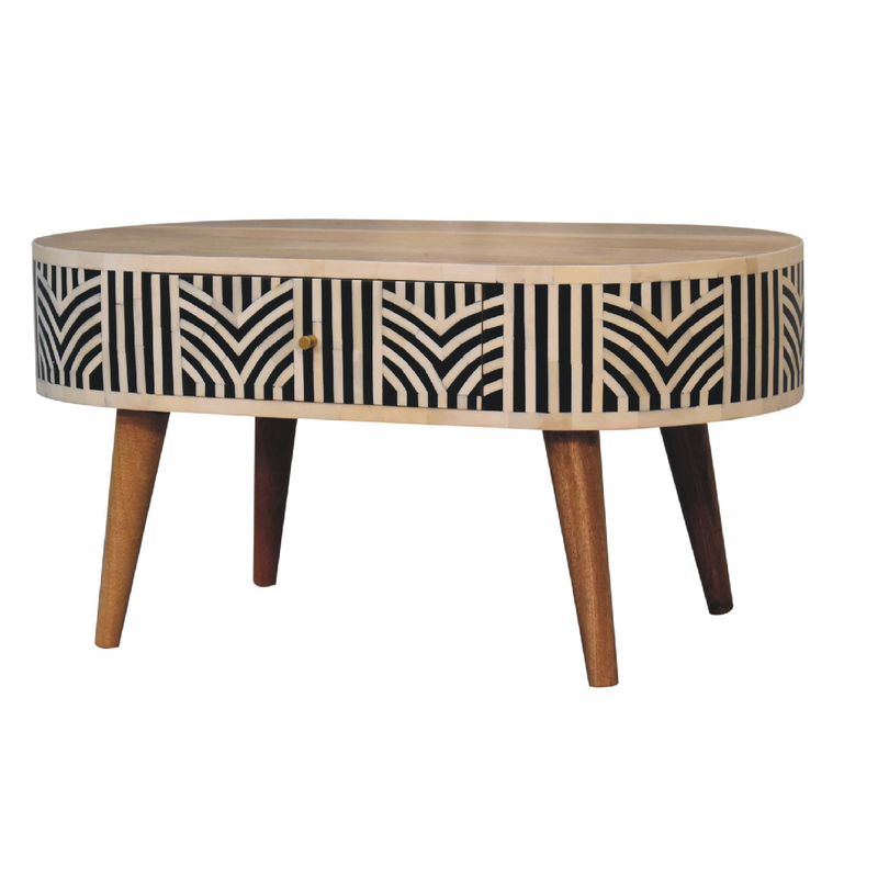Artisan Furniture Solid Wood Edessa Bone Inlay Coffee Table, 2 Drawers, Brown