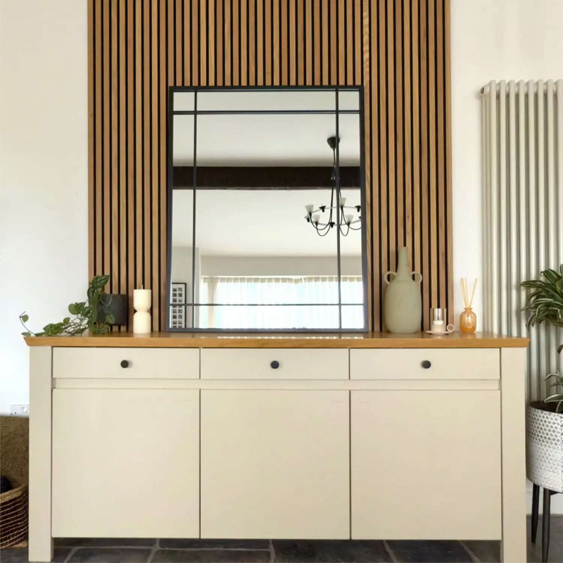 Aimi - Black Metal Rectangle Window Mirror - 95cm x 120cm.