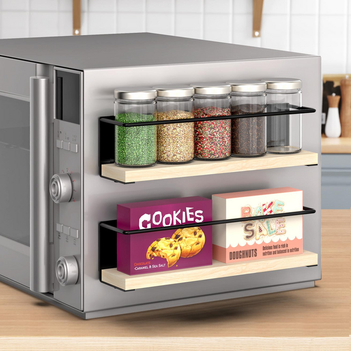 VINSANI 2pc MAGNETIC SPICE RACK WOODEN SHELF 1010420