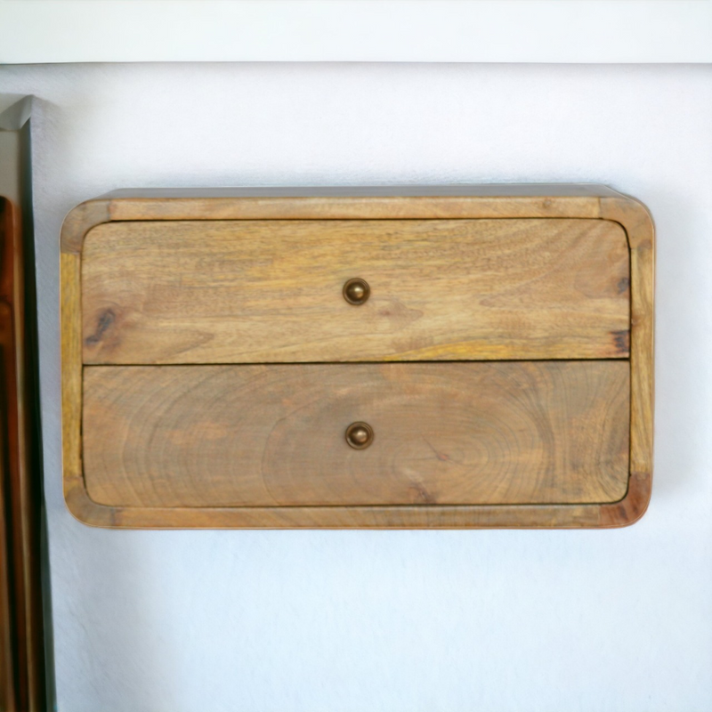 Artisan Furniture Solid Wood Oak-ish 2 Drawer Floating Bedside