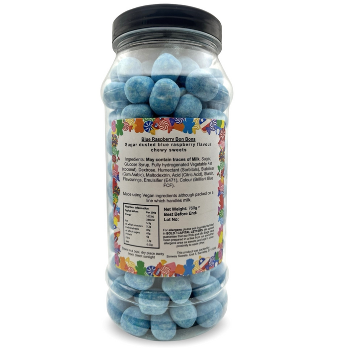 Blue Raspberry Flavour BonBons Retro Sweets Bon Bons Gift Jar - 760g