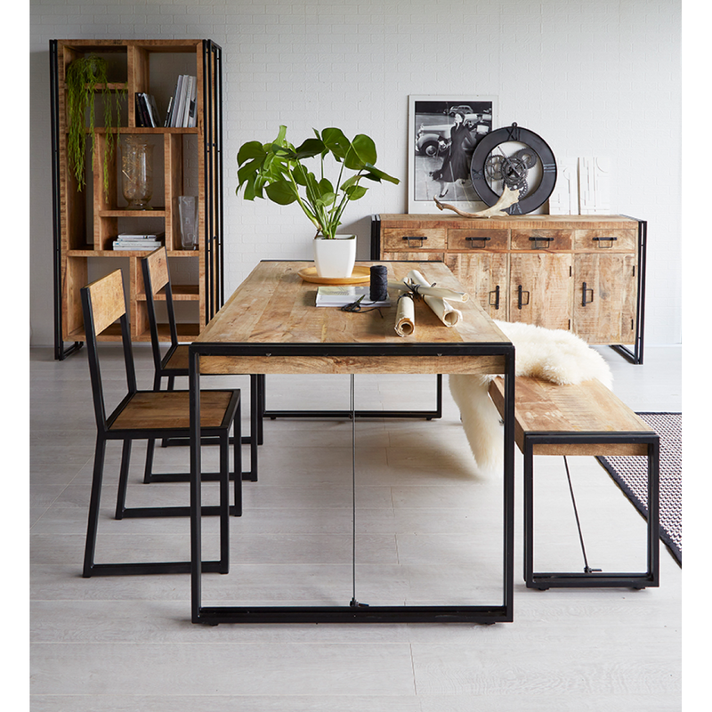 Cosmo Industrial Metal & Wood Dining Table - Medium