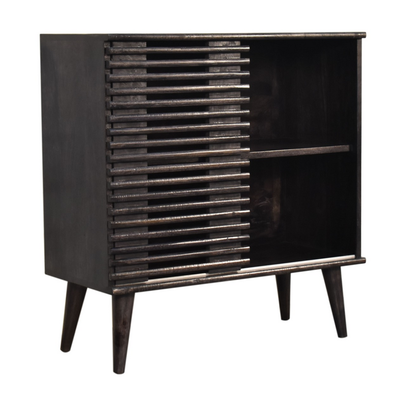 Artisan Furniture Solid Wood Kobe Cabinet, Black, Sliding Door and 2 Drawers