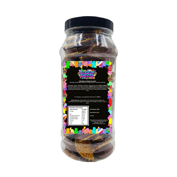 Milk Chocolate Orange Jazzies Jazzles Slices Retro Sweets Gift Jar - 600g