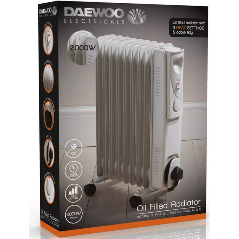 Daewoo 9 fin 2000w Oil Radiator Heater