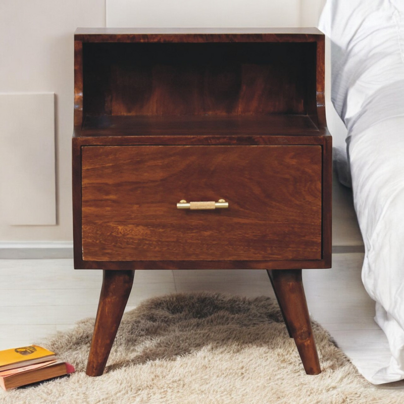 Artisan Furniture Solid Wood T-bar Raised Back Bedside