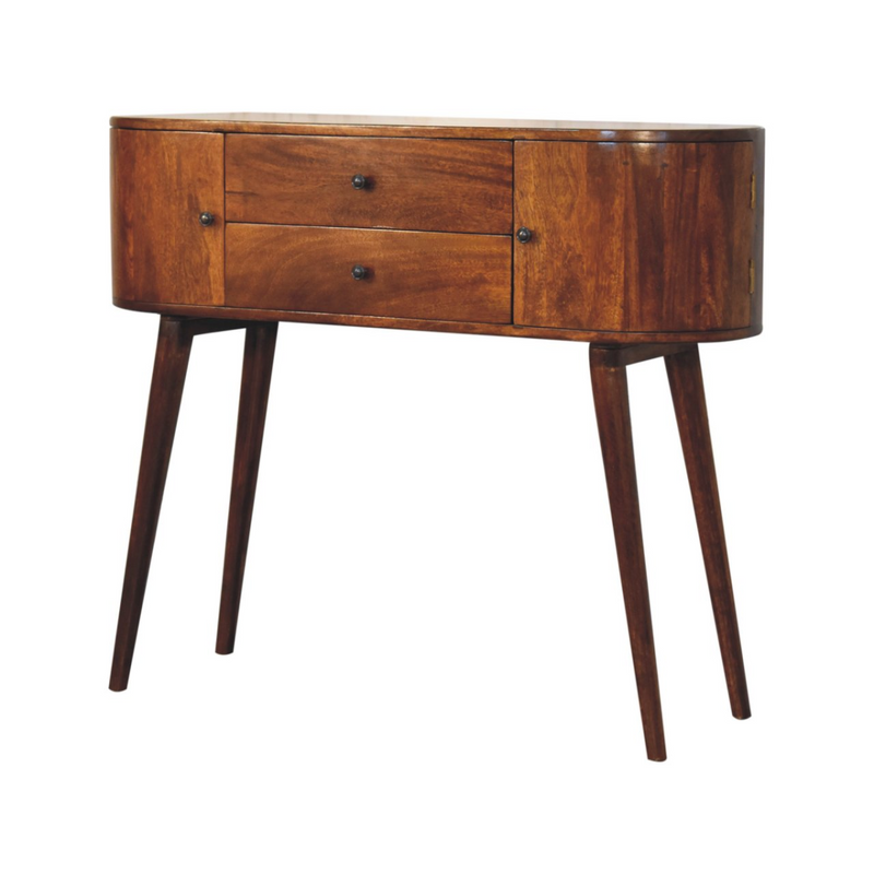 Artisan Furniture Solid Wood Grove Chestnut Console Table, Brown, 2 Drawers and 2 Side Cabinets
