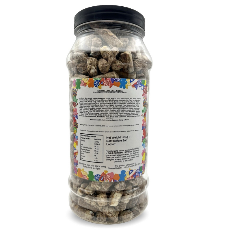 Birthday Cake Flavour Choc Nibbles Retro Sweets Gift Jar - 585g BB: DEC 2025