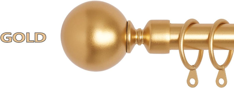 Black Curtain Pole 77-210cm Extendable 25mm with Diamond Ball Finials