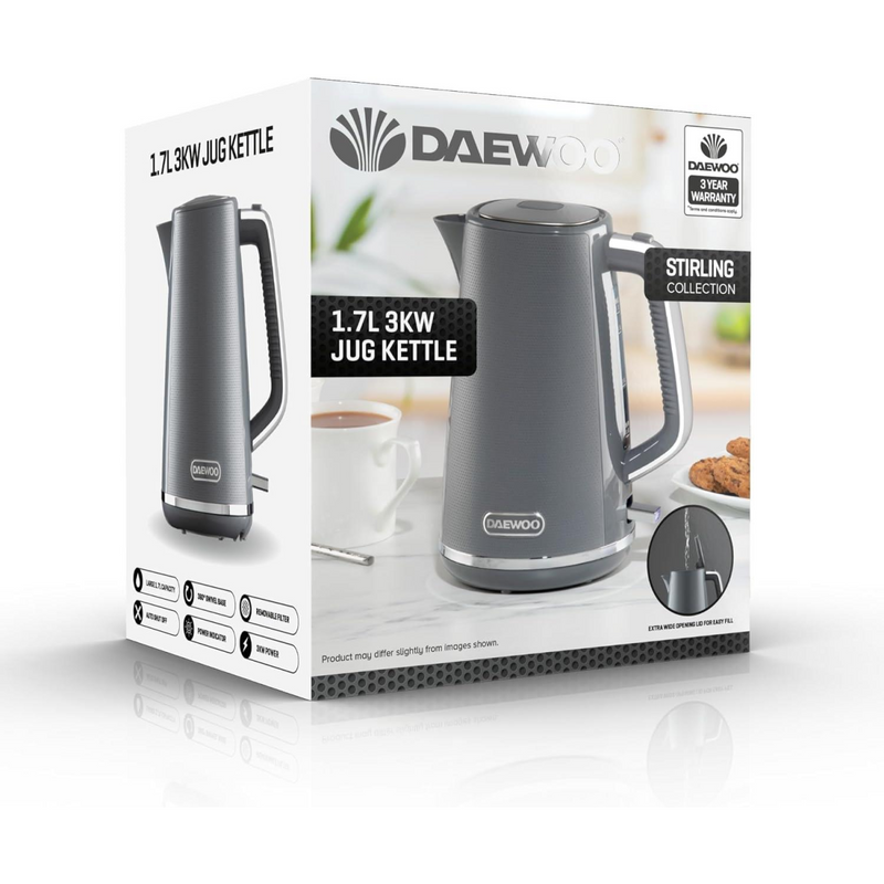 Daewoo Stirling 1.7L Jug Kettle 3000w Grey SDA2631