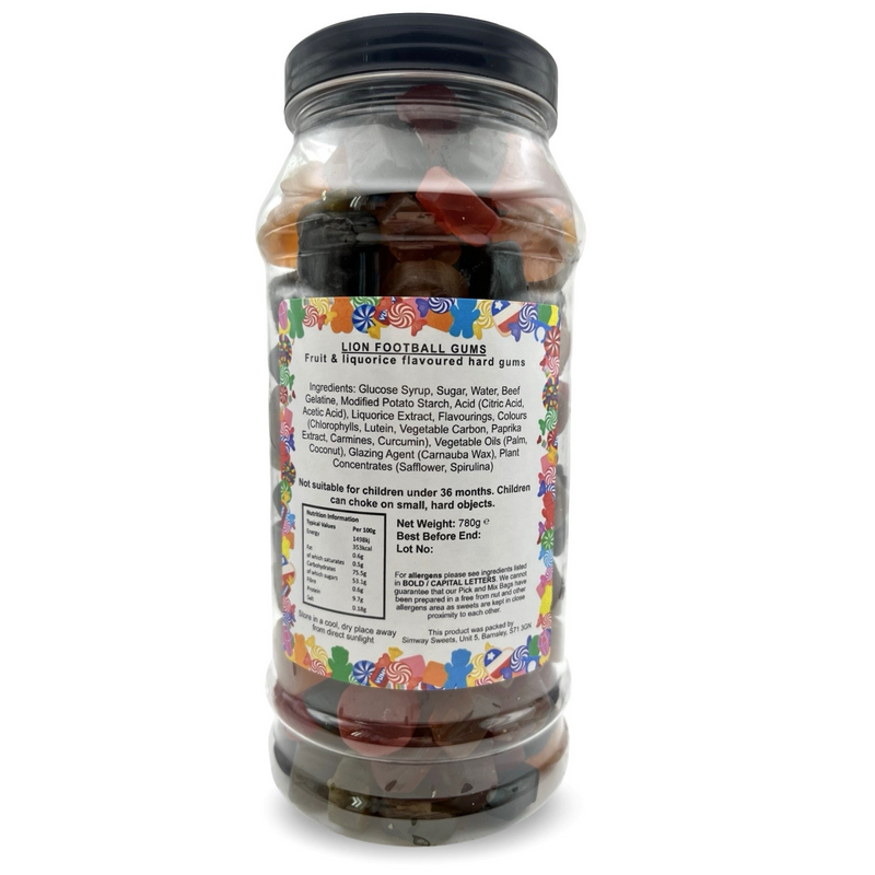 Traditional Lion Football Gums Retro Sweets Gift Jar - 780g