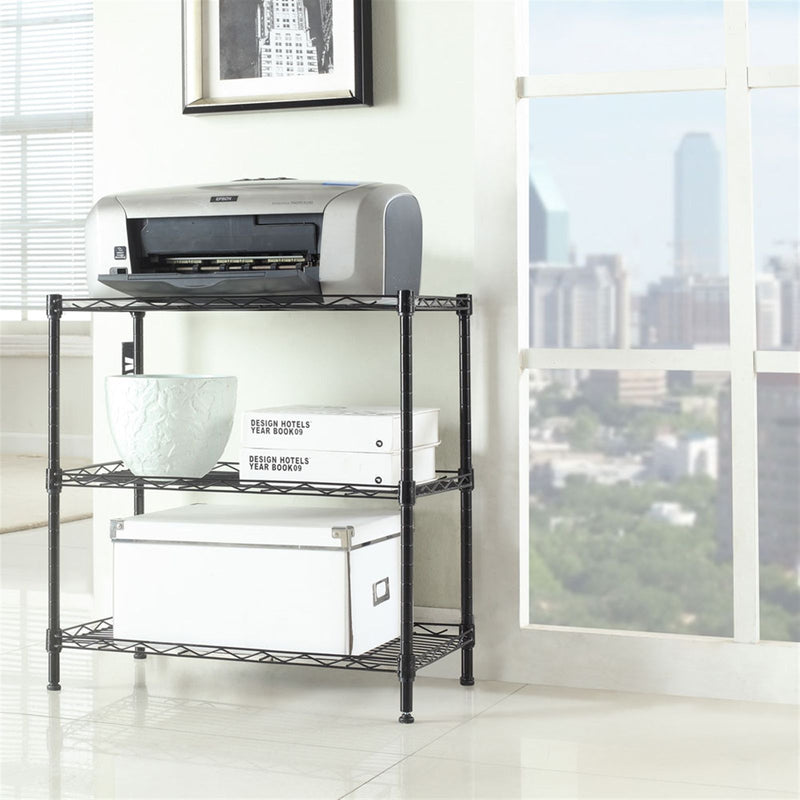 Concise 3 Layers Carbon Steel & PP Storage Rack Black