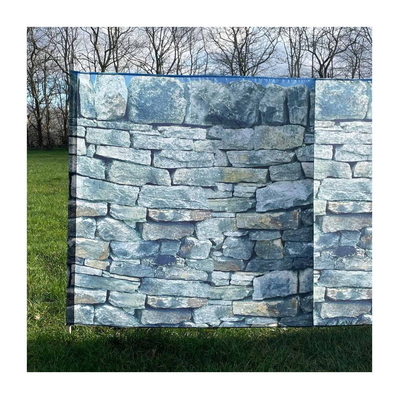 Stone Wall Folding Wooden Windbreaks 5 Pole
