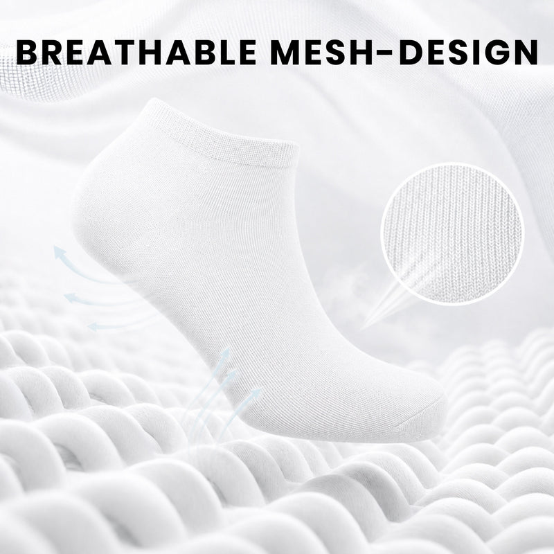 12 Pairs Mens Breathable Sport Trainer Socks with Arch Brace Support and Anti-Crimping Design for Running Gym Workouts Durable Cotton Blend White and Black Sizes UK 6-11 by Sock Stack