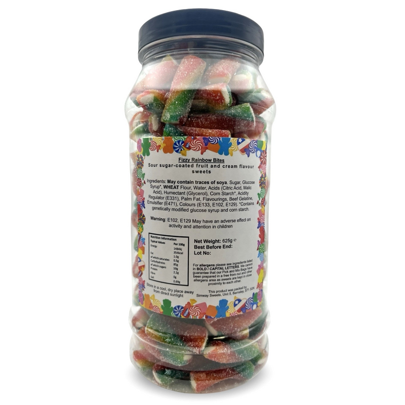 Fizzy Rainbow Bites Retro Fizzy Gummy Sweets Gift Jar - 625g
