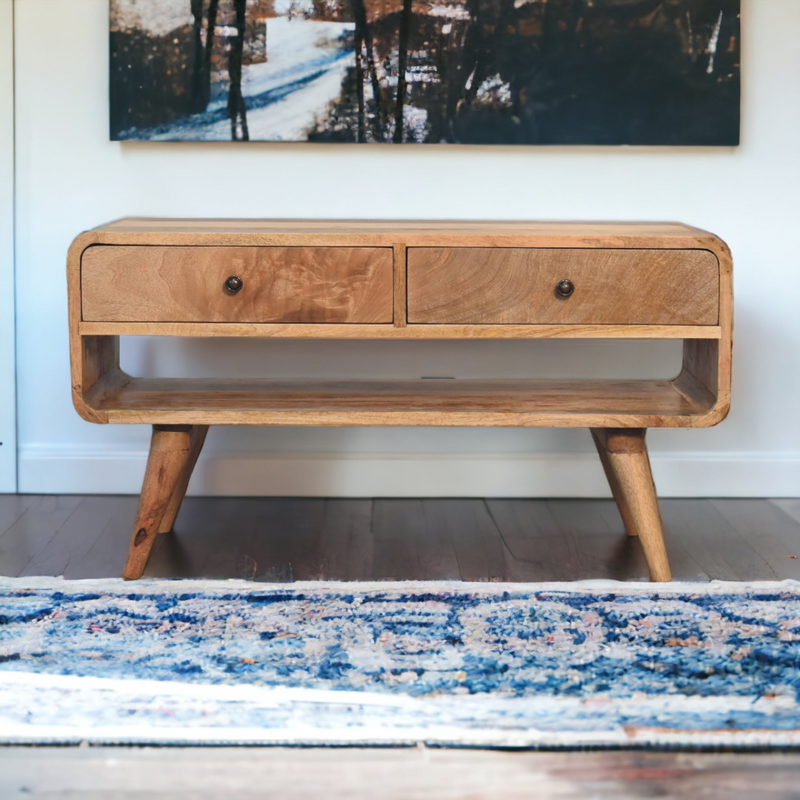 Artisan Furniture Solid Wood Reverse Curve Oak-ish Media Unit